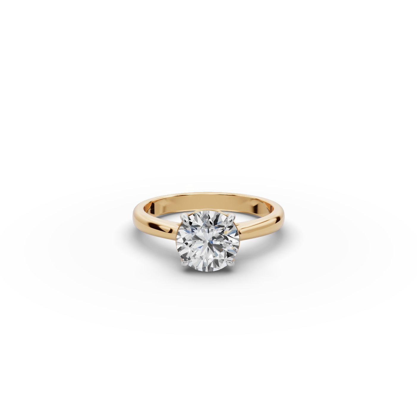 Delicate Signature Round Lab-Grown Diamond Solitaire Ring in yellow gold, set with lab-grown diamonds