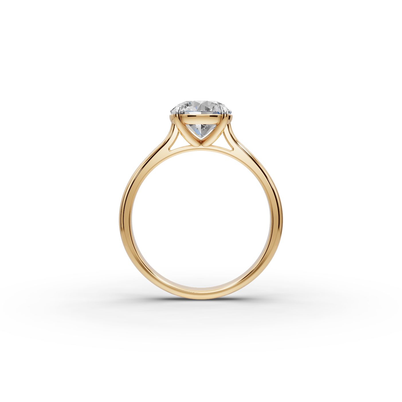 Delicate Signature Round Lab-Grown Diamond Solitaire Ring in yellow gold