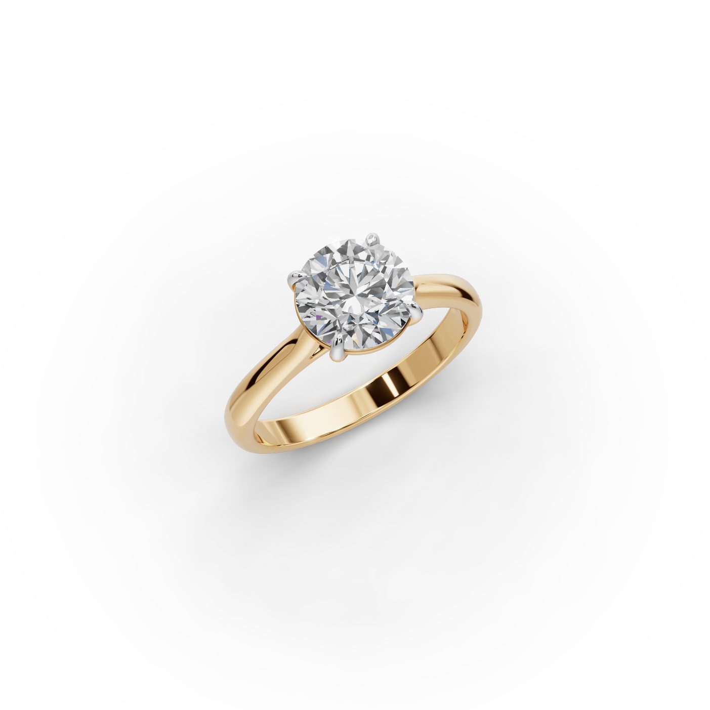 Delicate Signature Round Lab-Grown Diamond Solitaire Ring in yellow gold