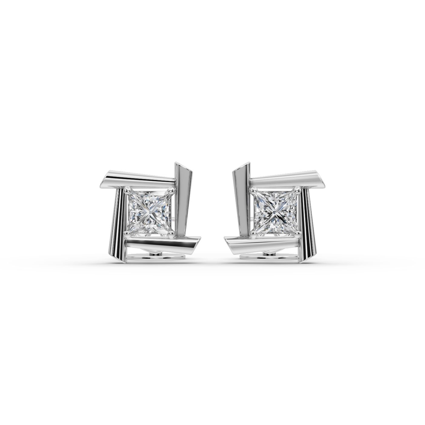 Celestial Aura Princess Lab-Grown Diamond Studs Earring in white gold