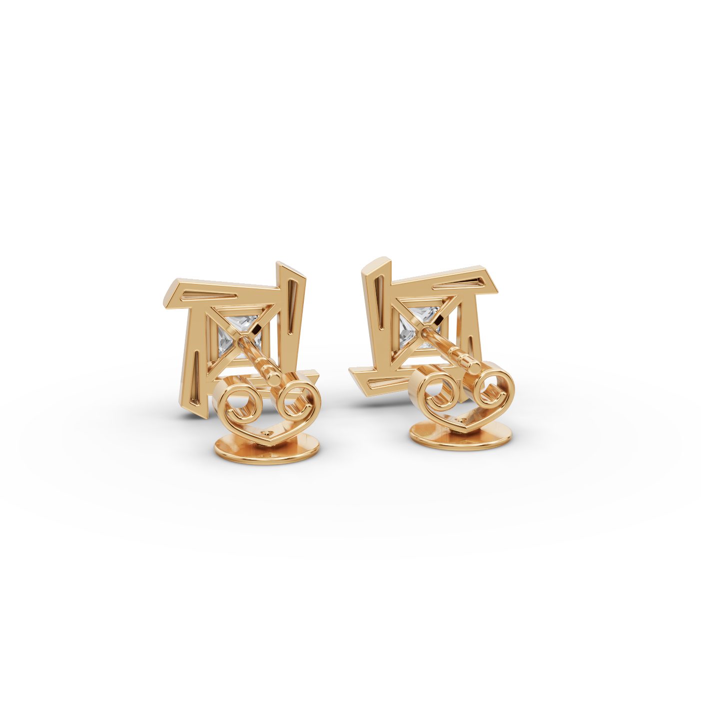 Celestial Aura Princess Lab-Grown Diamond Studs Earring in yellow gold