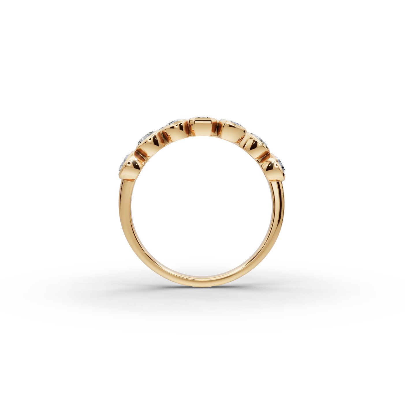 Morning Line Emerald Lab-Grown Diamond Cocktail Ring in yellow gold