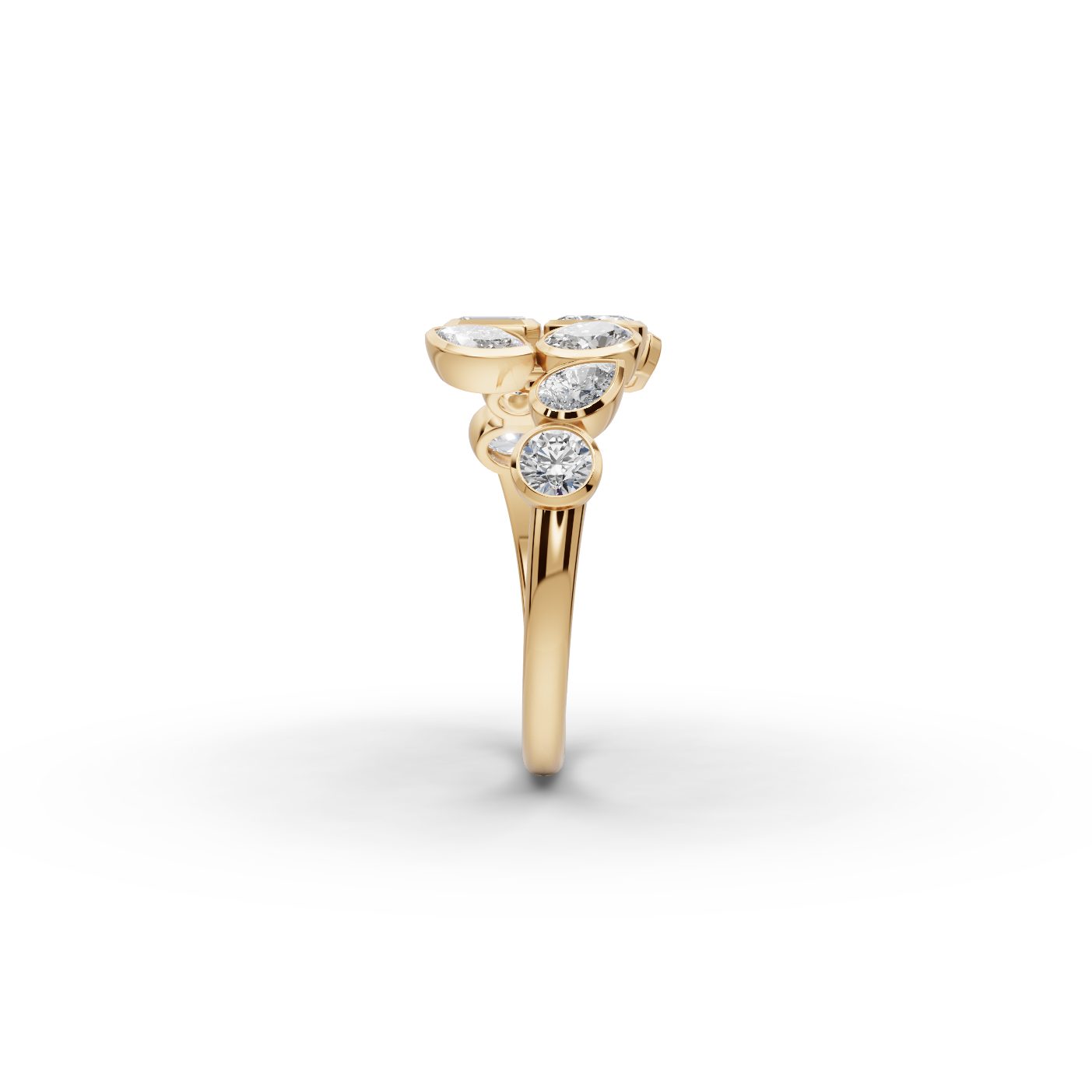 Morning Line Emerald Lab-Grown Diamond Cocktail Ring in yellow gold