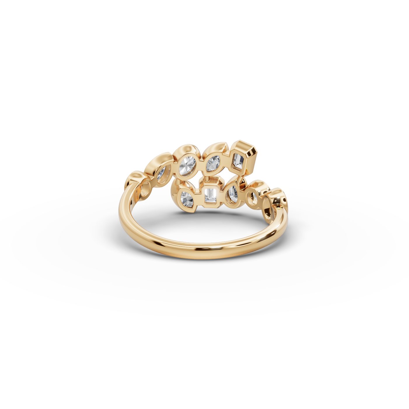 Morning Line Emerald Lab-Grown Diamond Cocktail Ring in yellow gold