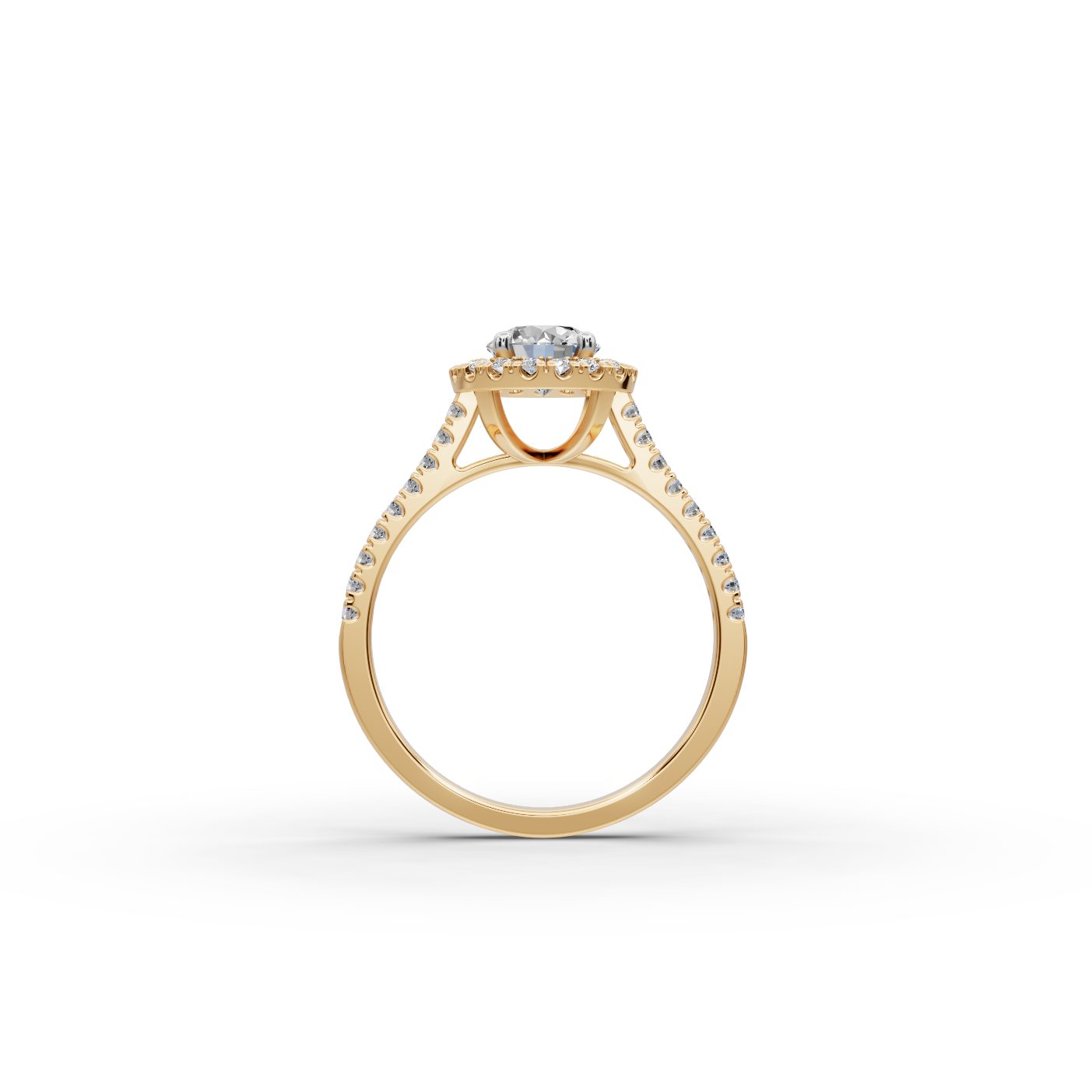 Eternal Aura Round Lab-Grown Diamond Halo Ring in yellow gold