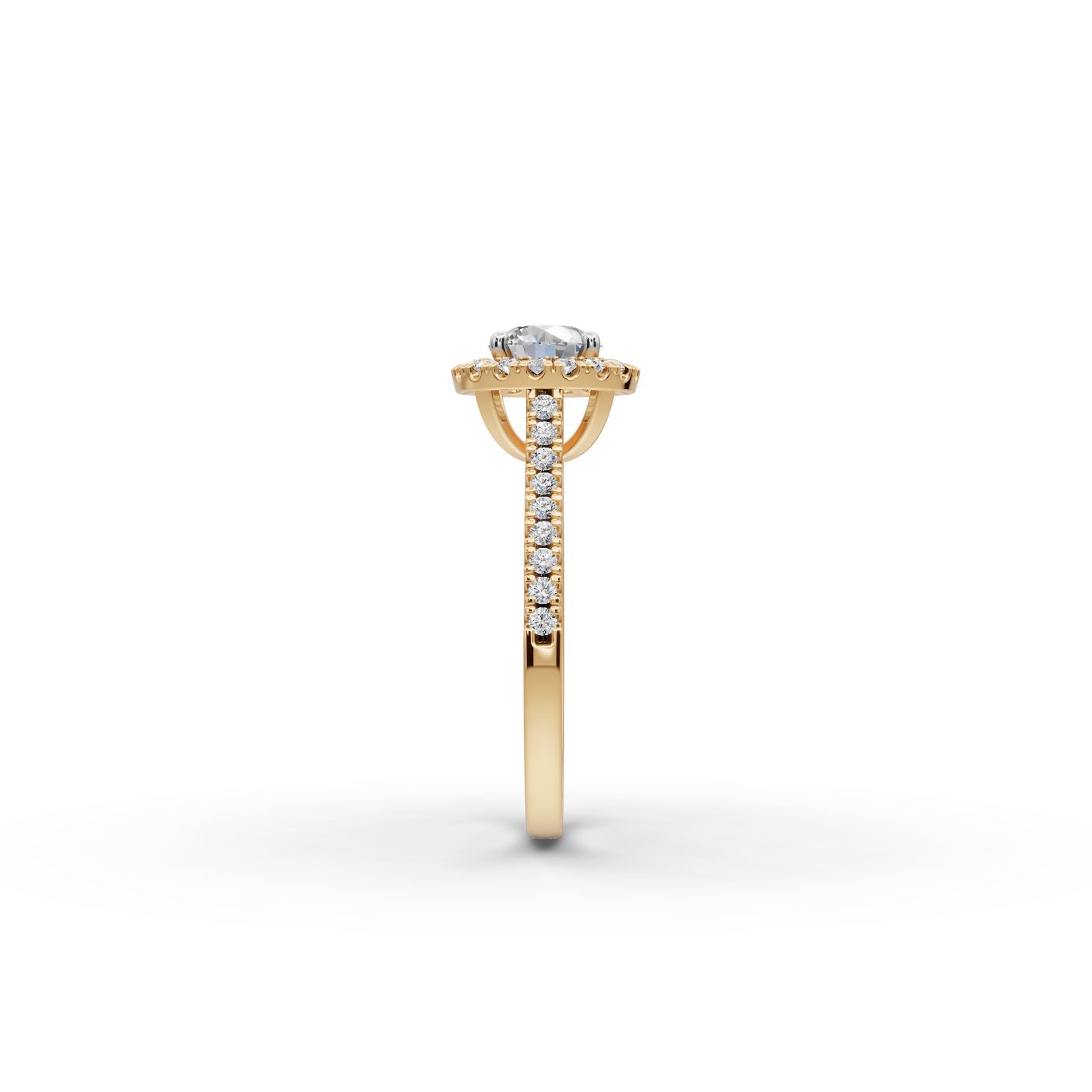 Eternal Aura Round Lab-Grown Diamond Halo Ring in yellow gold