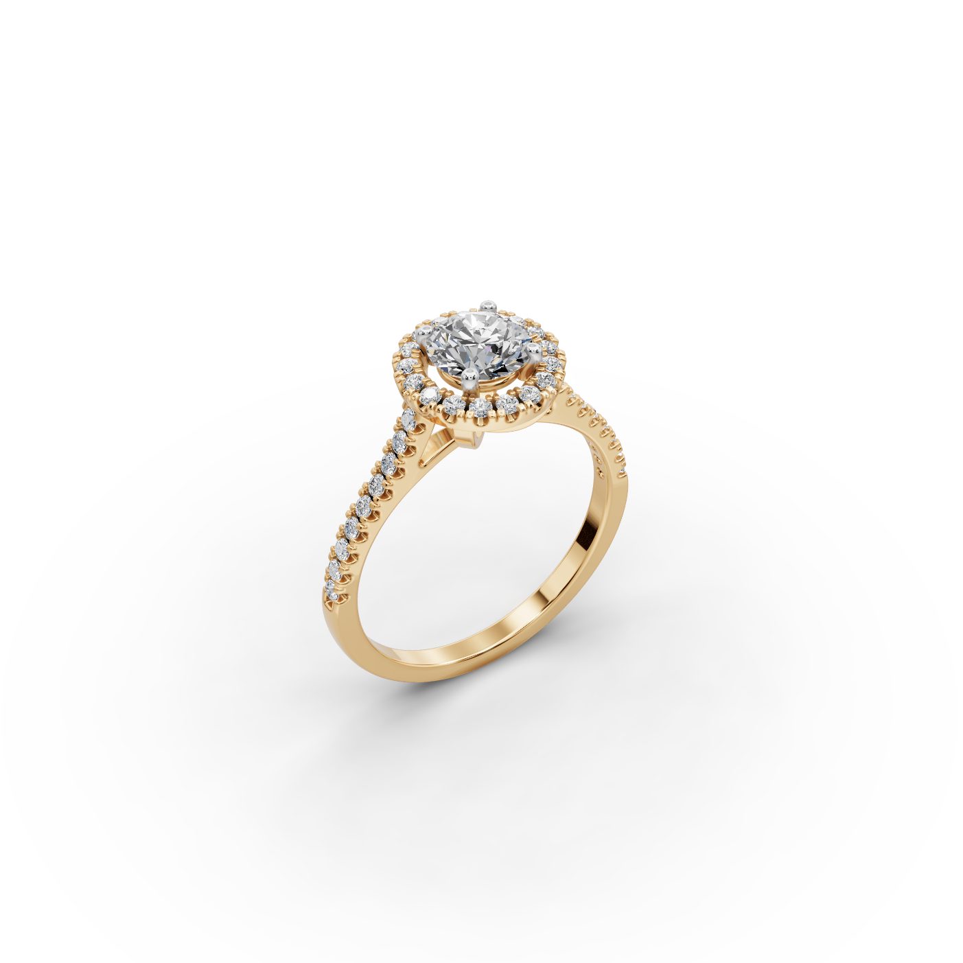 Eternal Aura Round Lab-Grown Diamond Halo Ring in yellow gold