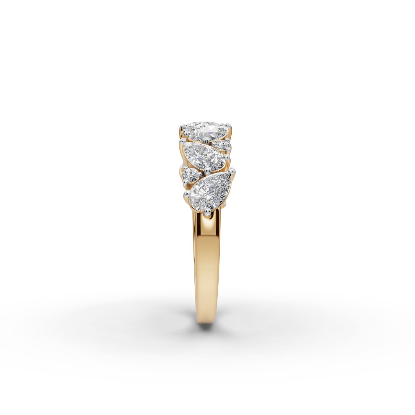Midnight Glow Pear Lab-Grown Diamond Bands Ring in yellow gold
