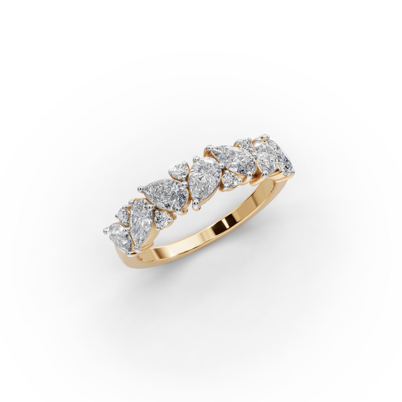 Midnight Glow Pear Lab-Grown Diamond Bands Ring in yellow gold