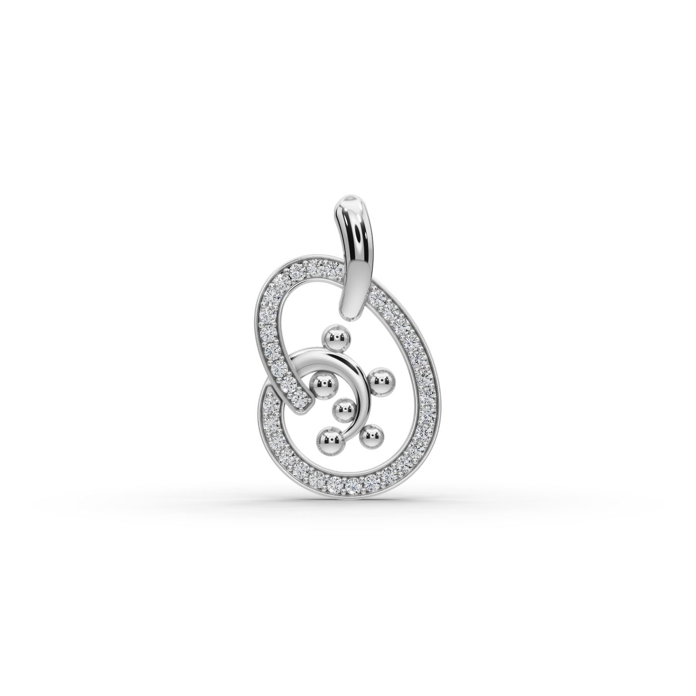 Endless Cascade Swirl Lab-Grown Diamond Silver Pendant in silver, set with lab-grown diamonds