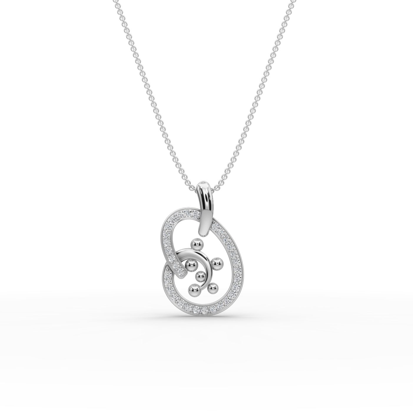 Endless Cascade Swirl Lab-Grown Diamond Silver Pendant in silver