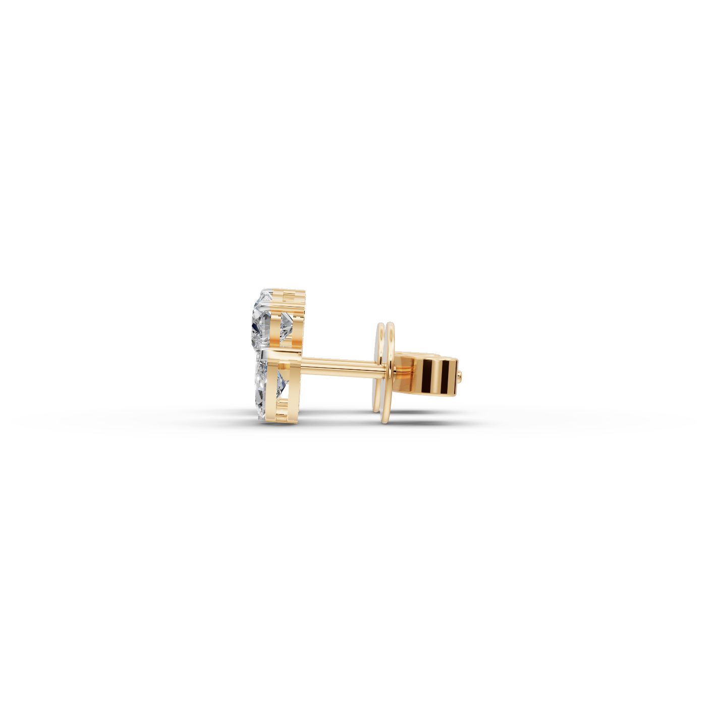 Serene Cascade Round Lab-Grown Diamond Studs Earring in yellow gold