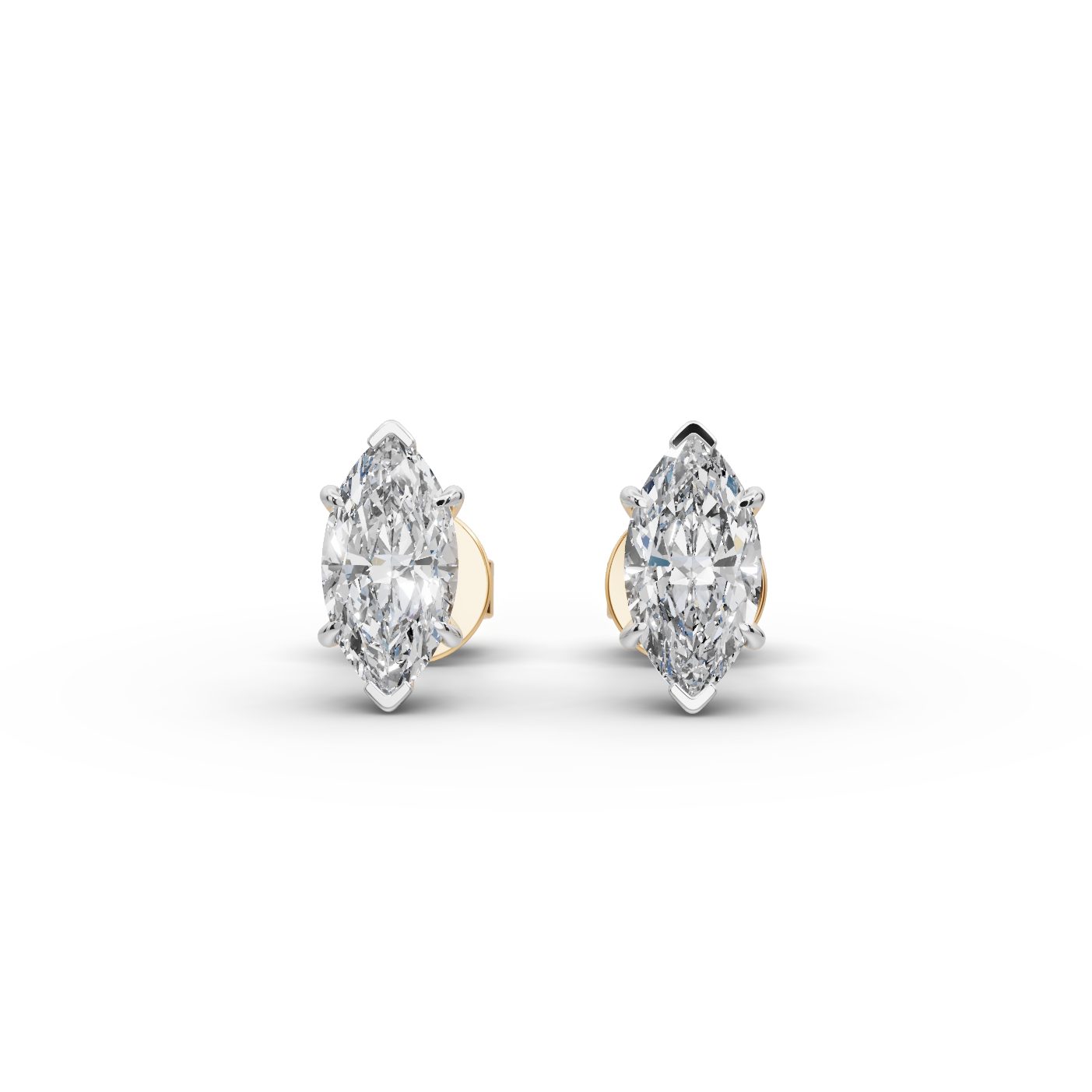 Infinite Line Marquise Lab-Grown Diamond Studs Earring in yellow gold