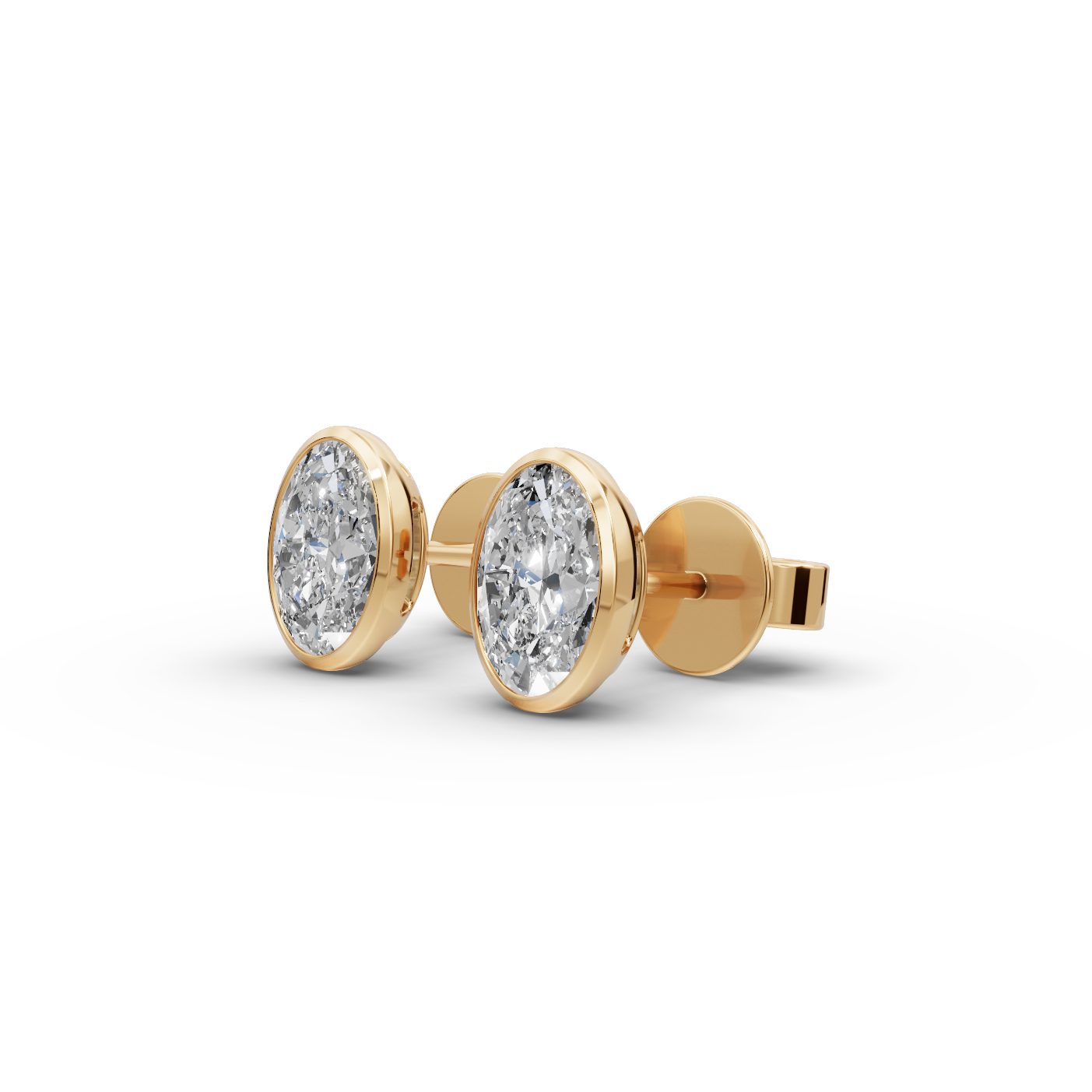 Iconic Cascade Oval Lab-Grown Diamond Studs Earring in yellow gold, set with lab-grown diamonds