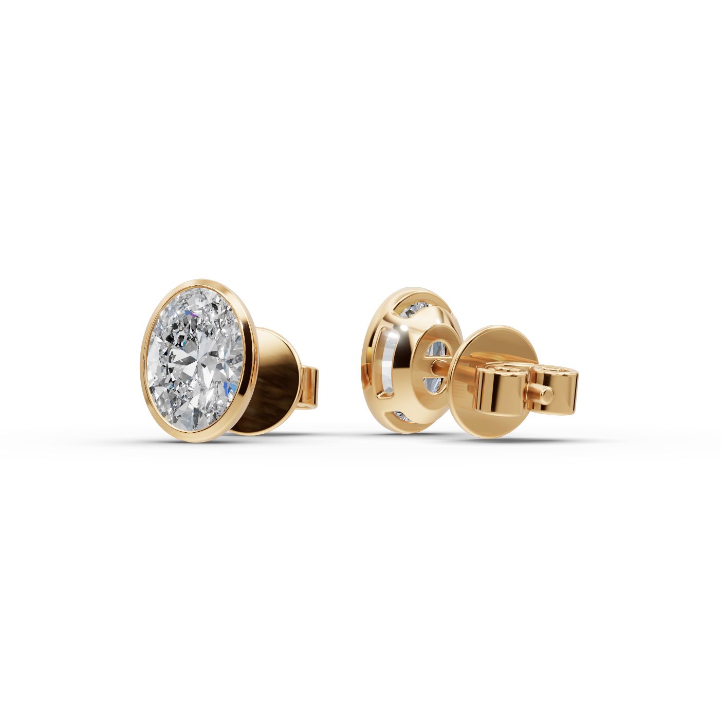 Iconic Cascade Oval Lab-Grown Diamond Studs Earring in yellow gold