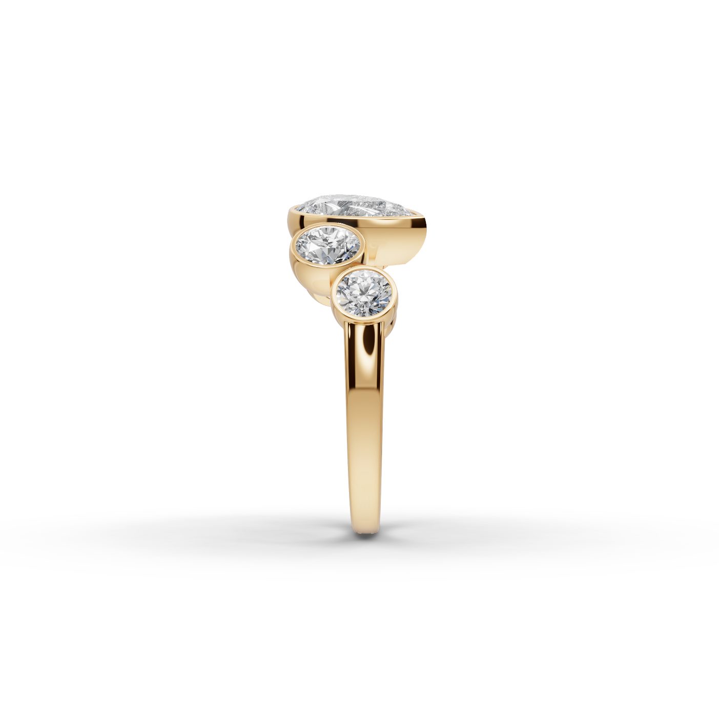 Graceful Ember Pear Lab-Grown Diamond Five Stone Ring in yellow gold