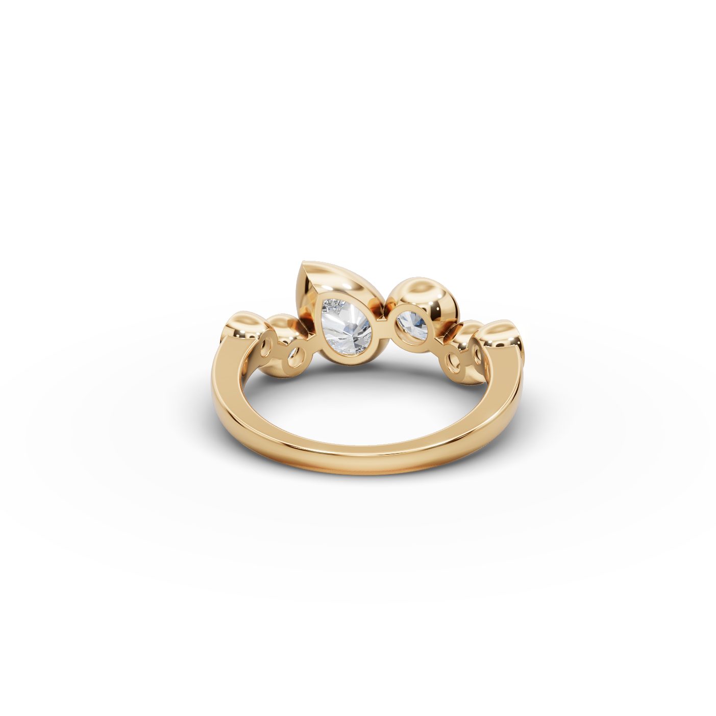 Graceful Ember Pear Lab-Grown Diamond Five Stone Ring in yellow gold