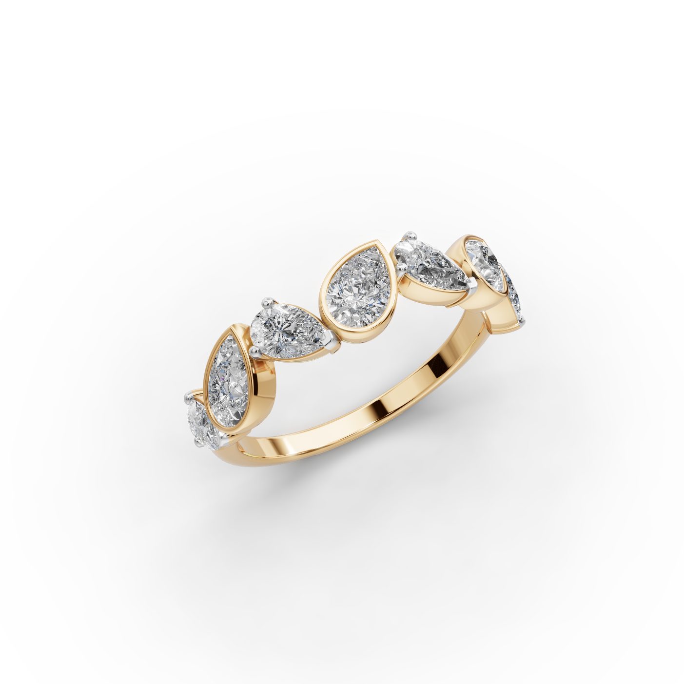 Endless Dew Pear Lab-Grown Diamond Bands Ring in yellow gold
