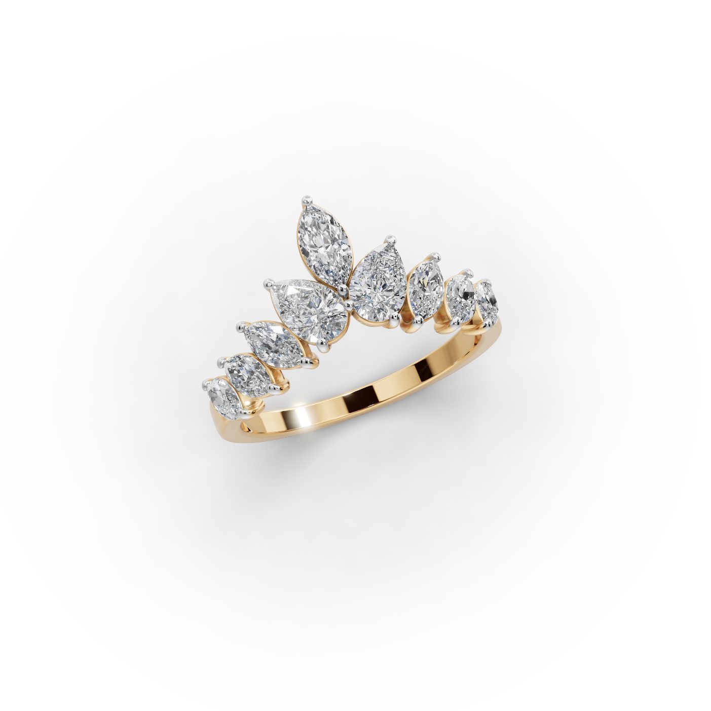 Timeless Ember Pear Lab-Grown Diamond Bands Ring in yellow gold