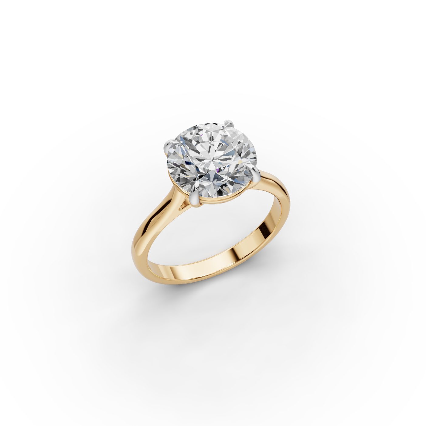 Midnight Line Round Lab-Grown Diamond Solitaire Ring in yellow gold
