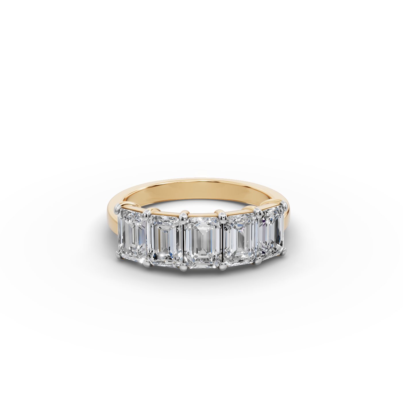 Endless Trail Emerald Lab-Grown Diamond Five Stone Ring in yellow gold, set with lab-grown diamonds