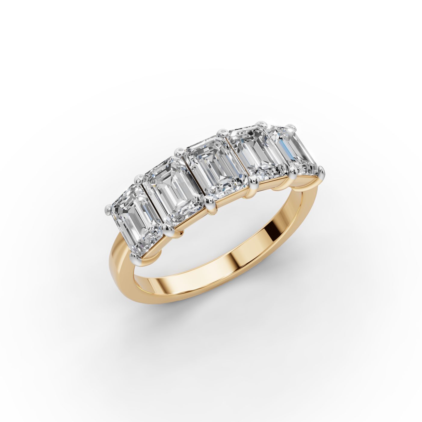 Endless Trail Emerald Lab-Grown Diamond Five Stone Ring in yellow gold