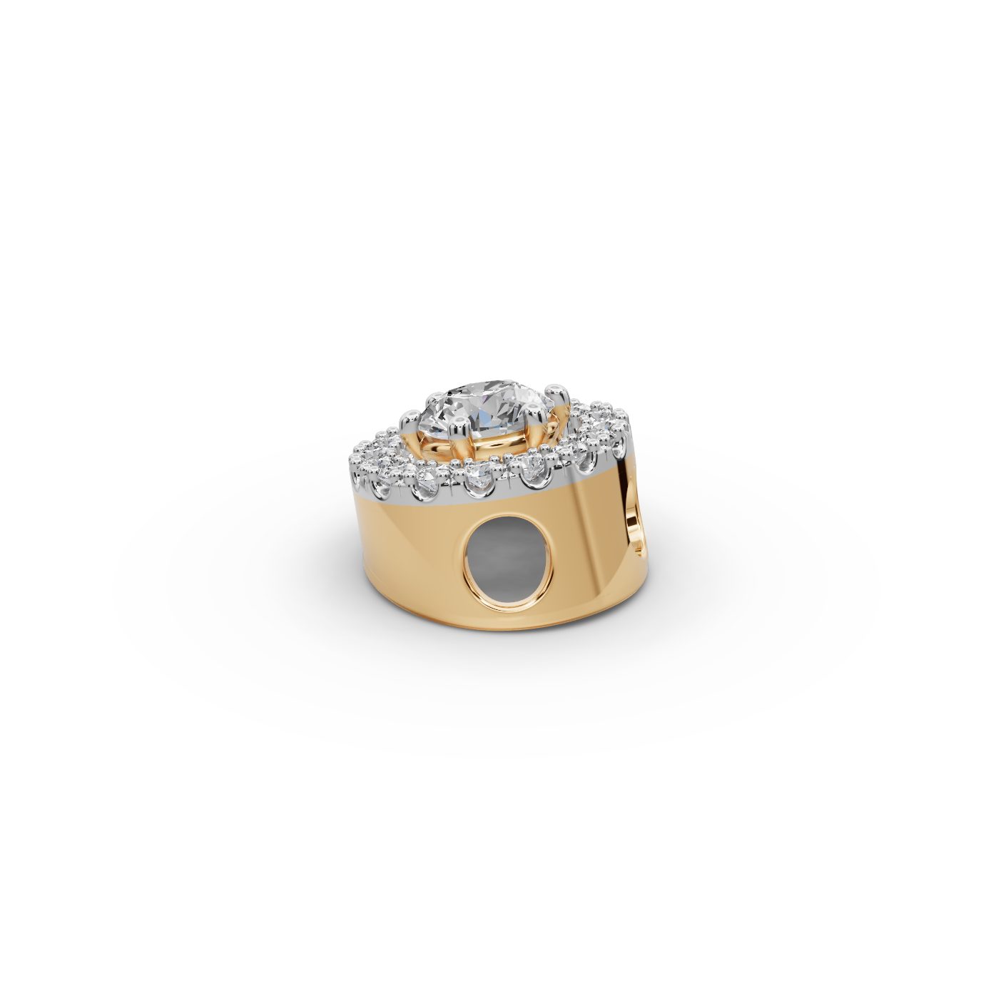 Serene Muse Round Lab-Grown Diamond Halo Pendant in yellow gold