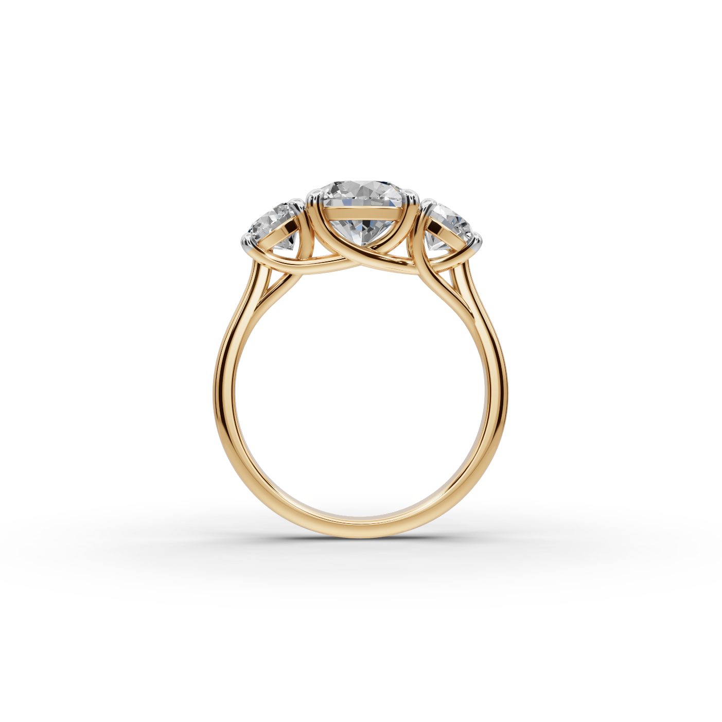 Infinite Signature Round Lab-Grown Diamond Three Stone Ring in yellow gold