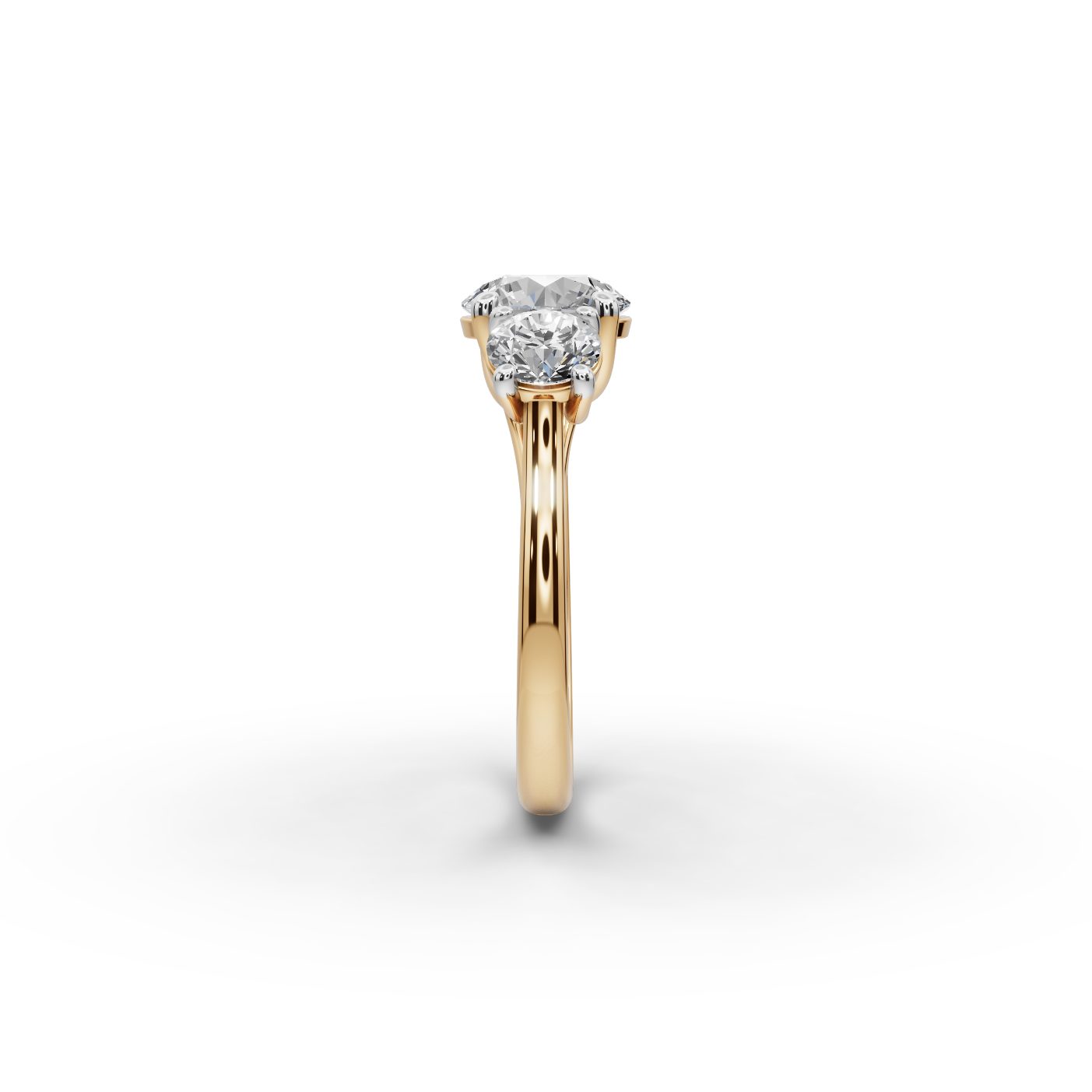 Infinite Signature Round Lab-Grown Diamond Three Stone Ring in yellow gold