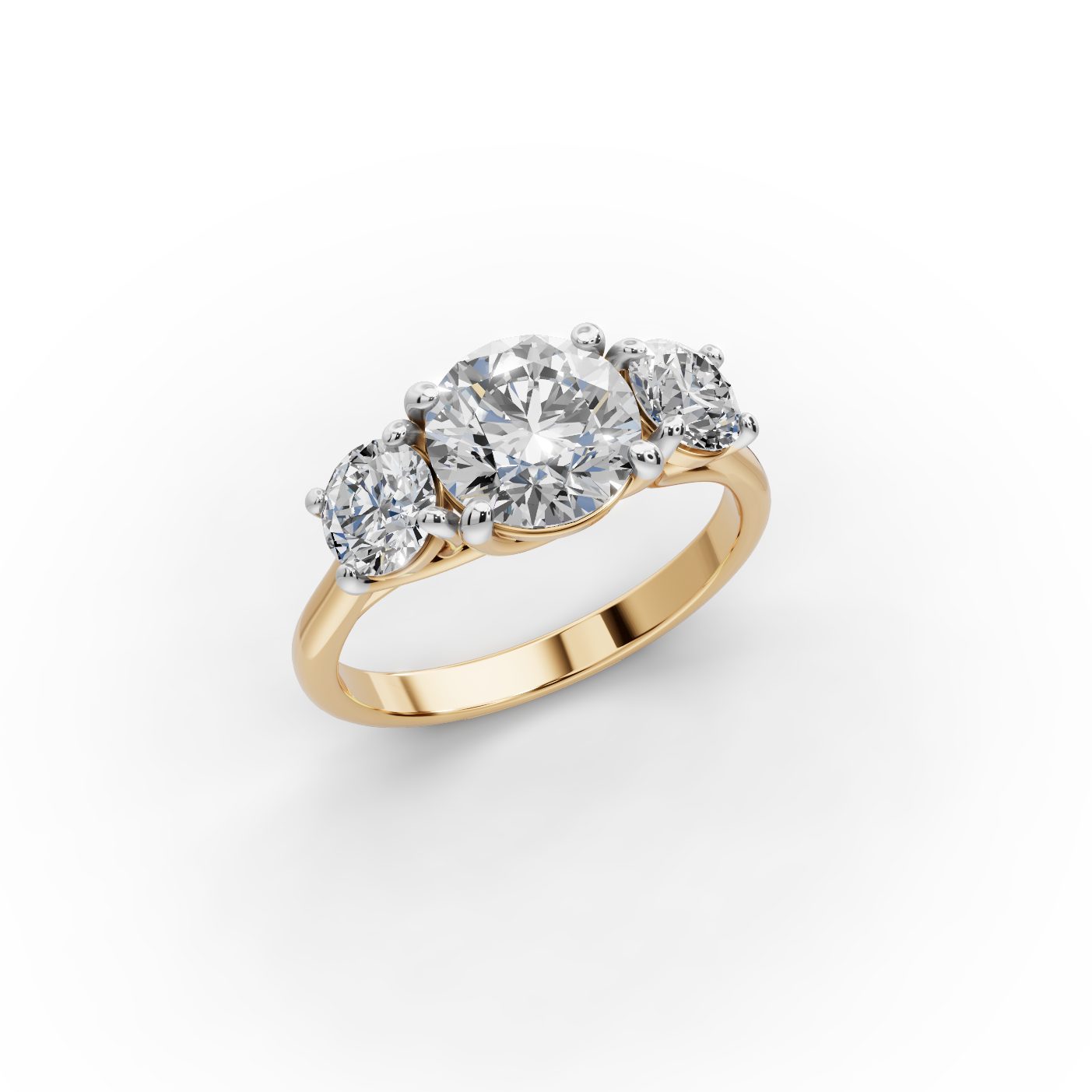 Infinite Signature Round Lab-Grown Diamond Three Stone Ring in yellow gold