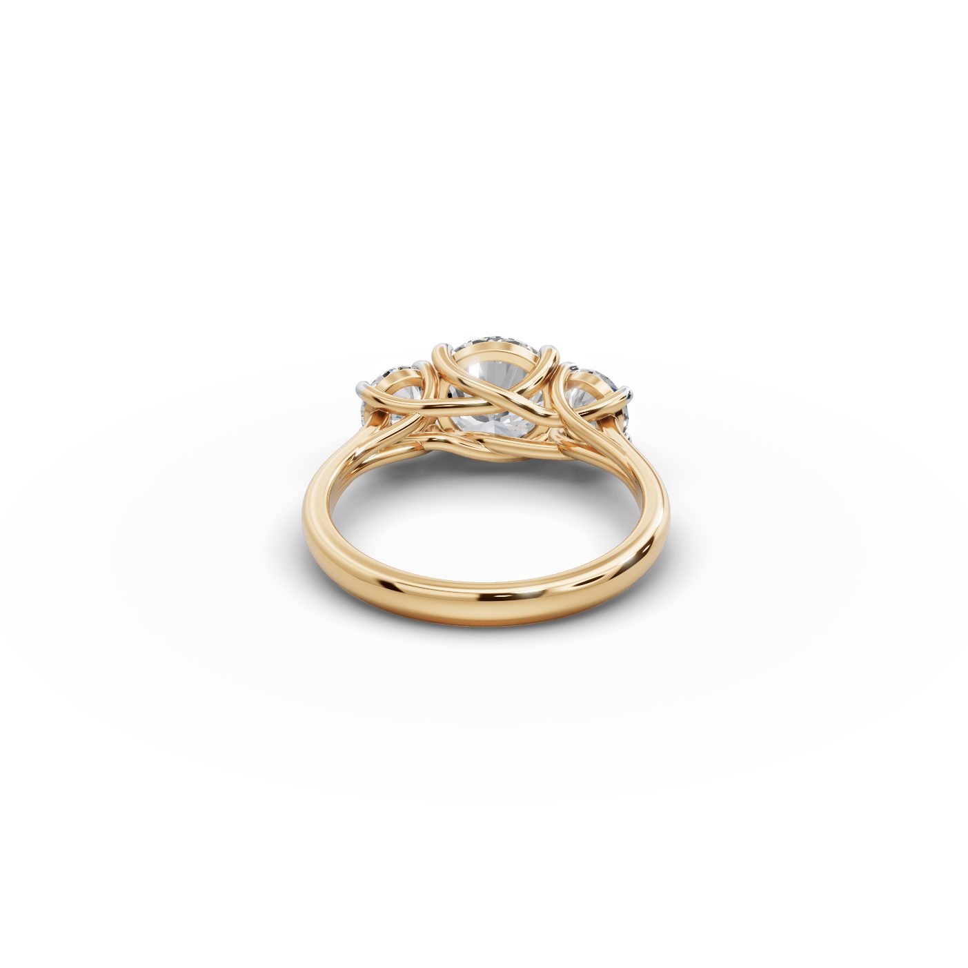 Infinite Signature Round Lab-Grown Diamond Three Stone Ring in yellow gold