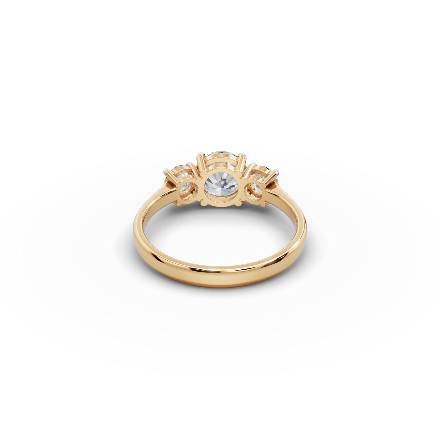 Pristine Muse Round Lab-Grown Diamond Three Stone Ring in yellow gold