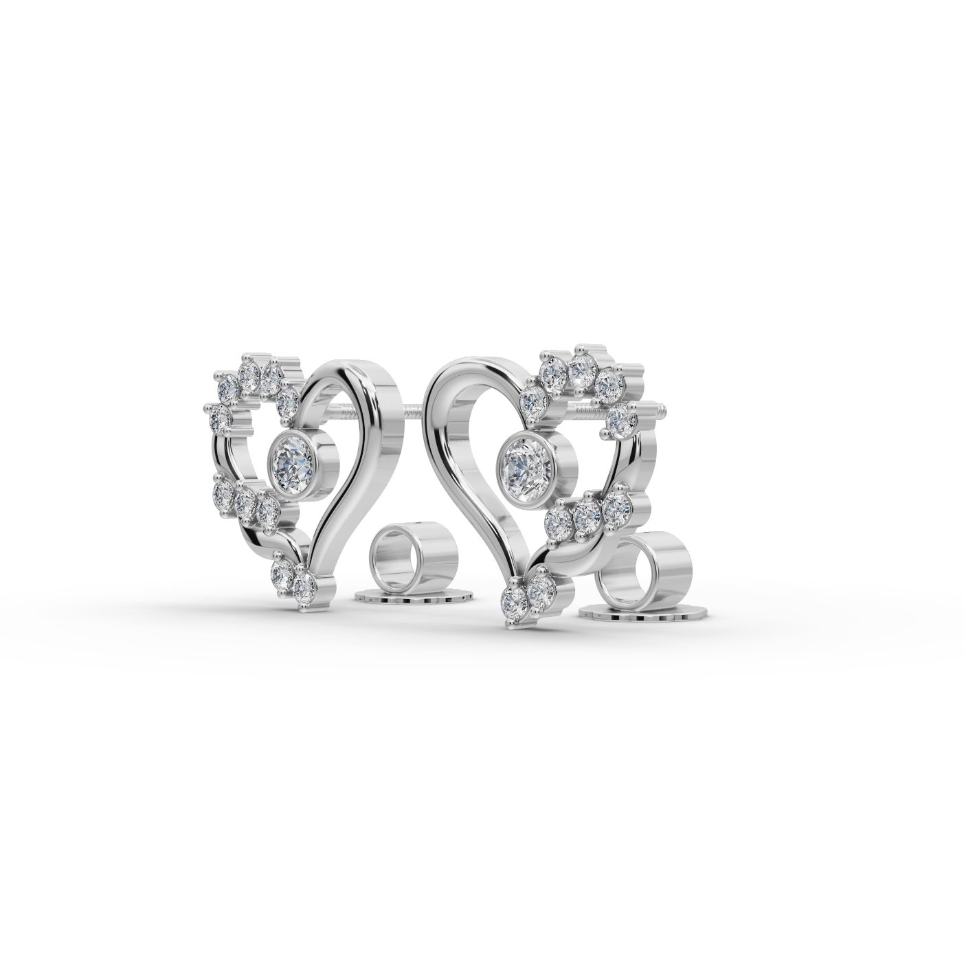 Endless Glow Heart Stud Lab-Grown Diamond Silver Earring in silver