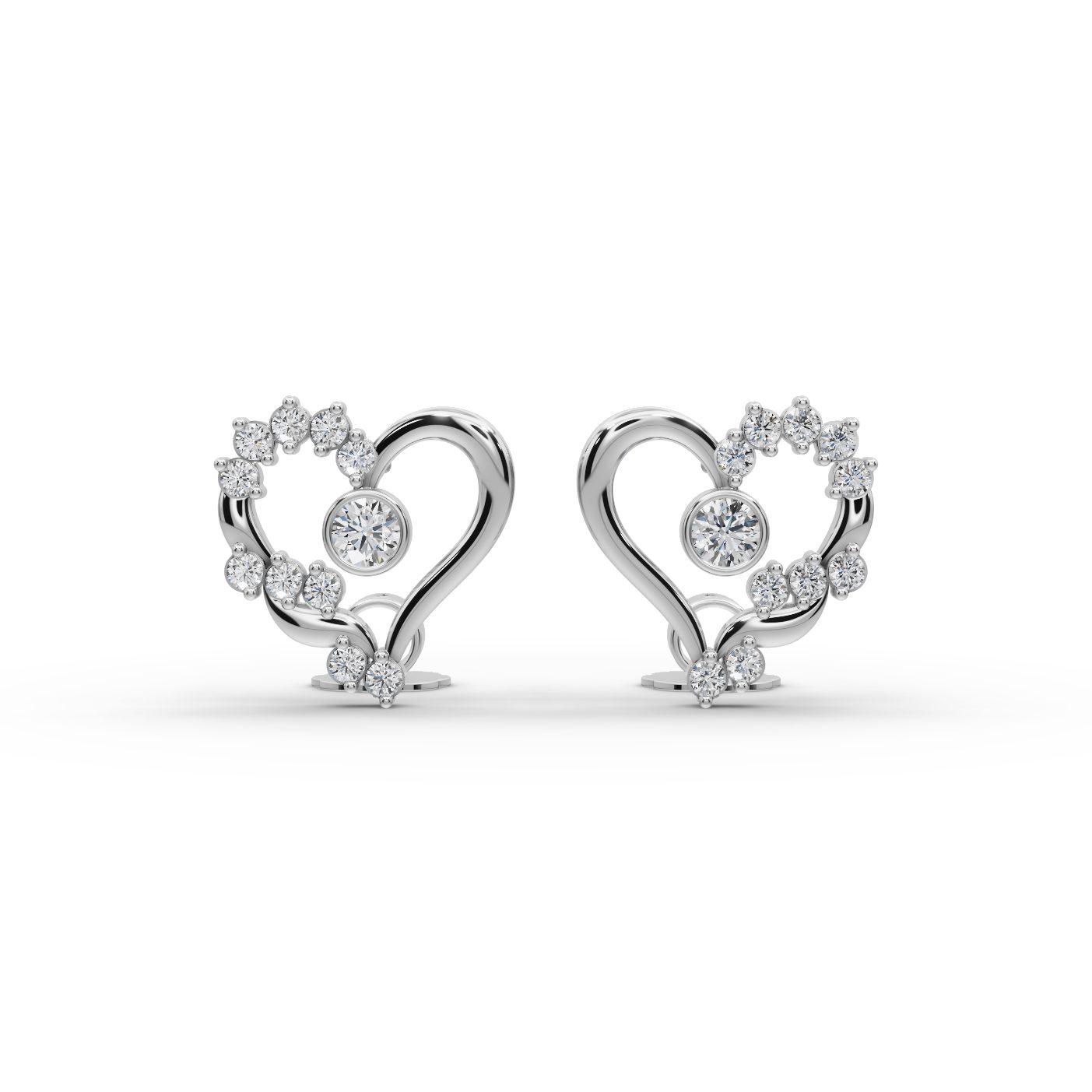 Endless Glow Heart Stud Lab-Grown Diamond Silver Earring in silver, set with lab-grown diamonds