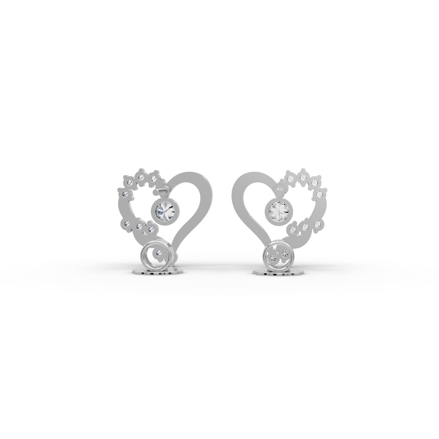 Endless Glow Heart Stud Lab-Grown Diamond Silver Earring in silver
