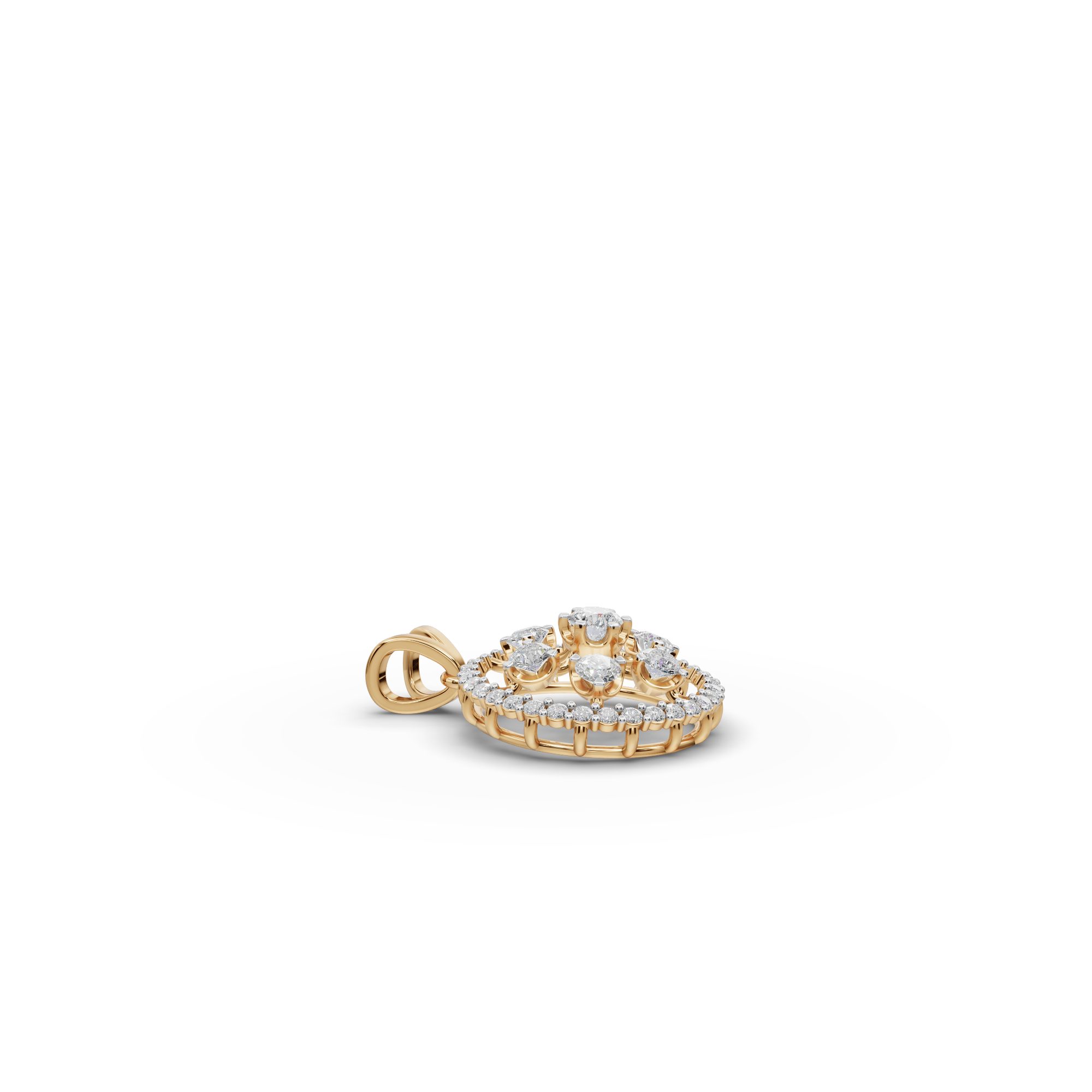 Opulent Ember Round Lab-Grown Diamond Cluster Pendant in yellow gold