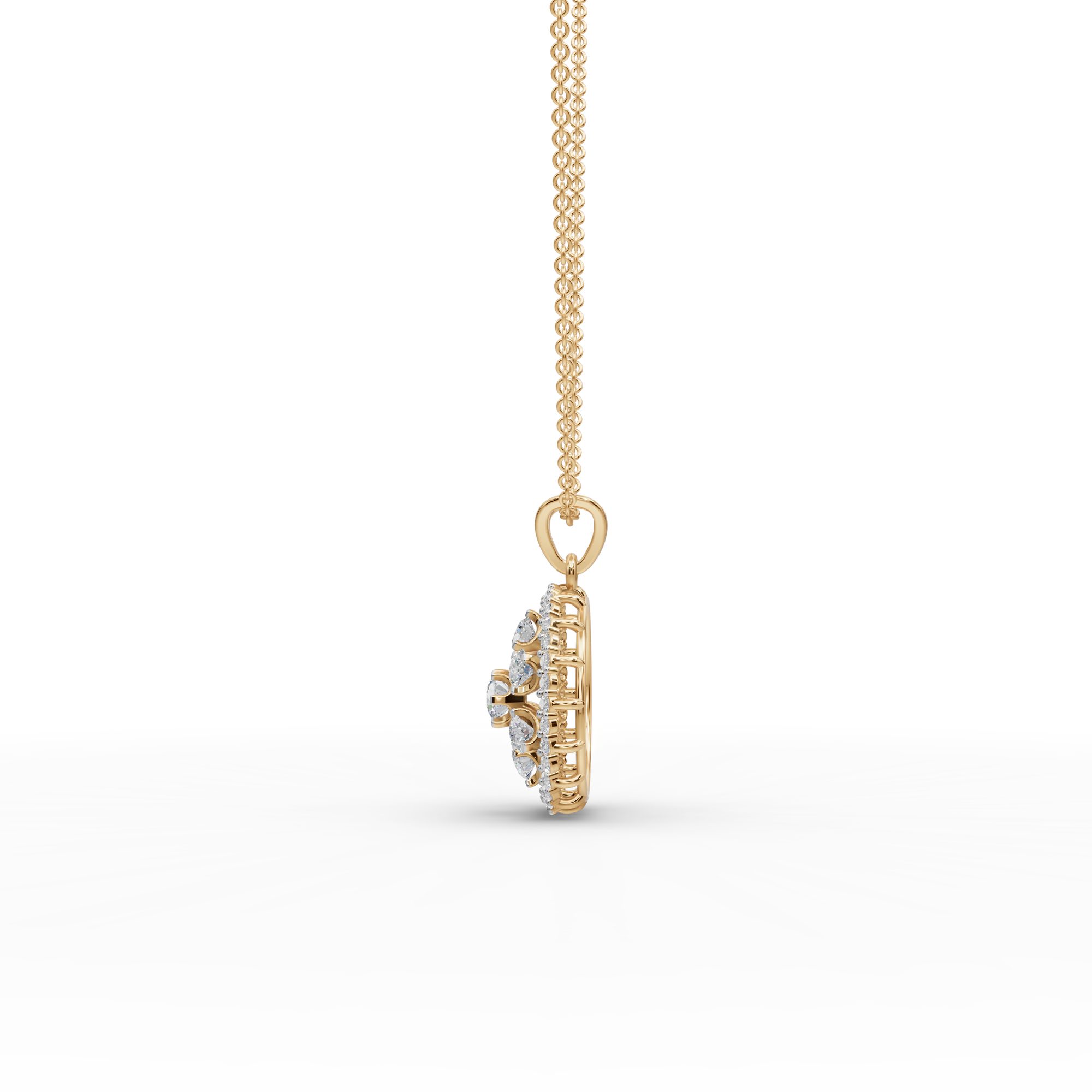 Opulent Ember Round Lab-Grown Diamond Cluster Pendant in yellow gold