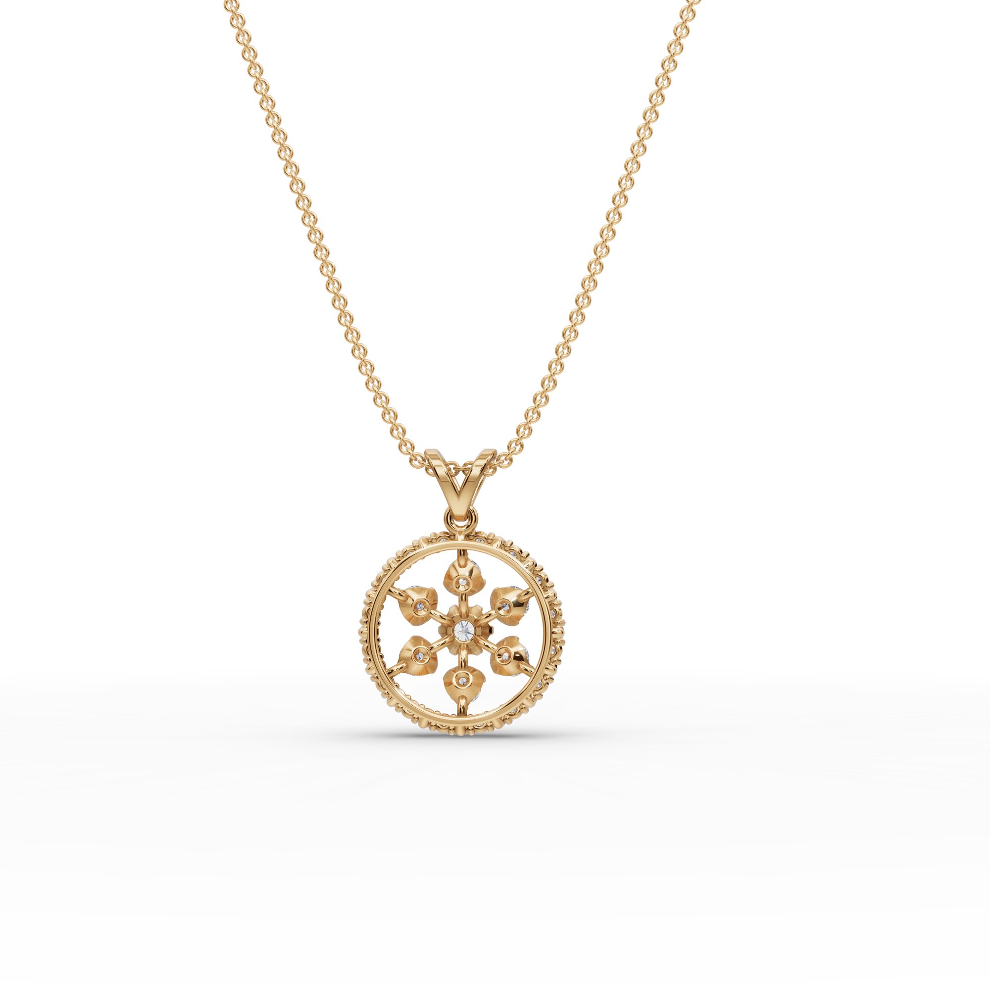 Opulent Ember Round Lab-Grown Diamond Cluster Pendant in yellow gold