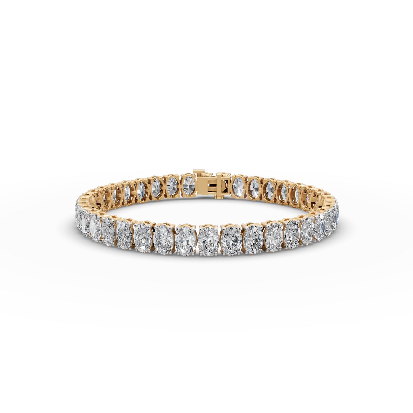 Everlasting Cascade Oval Lab-Grown Diamond Tennis Bracelet in yellow gold, set with lab-grown diamonds