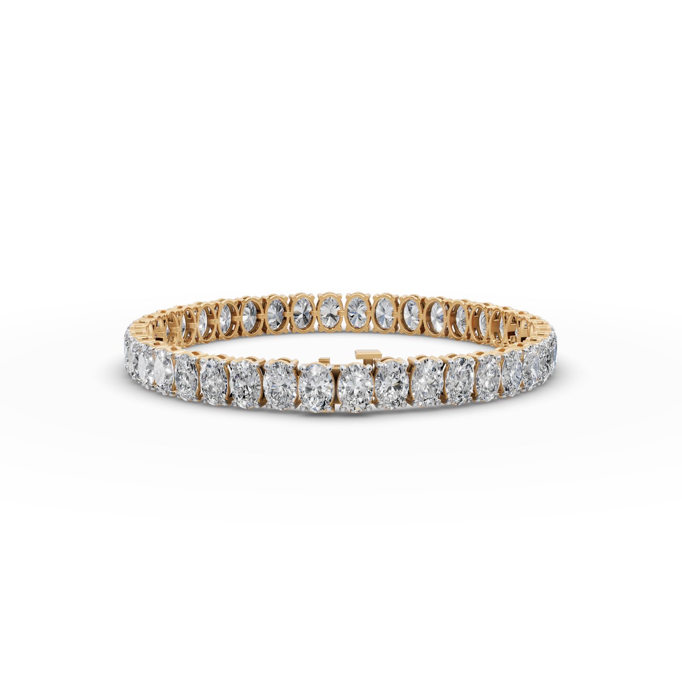 Everlasting Cascade Oval Lab-Grown Diamond Tennis Bracelet in yellow gold