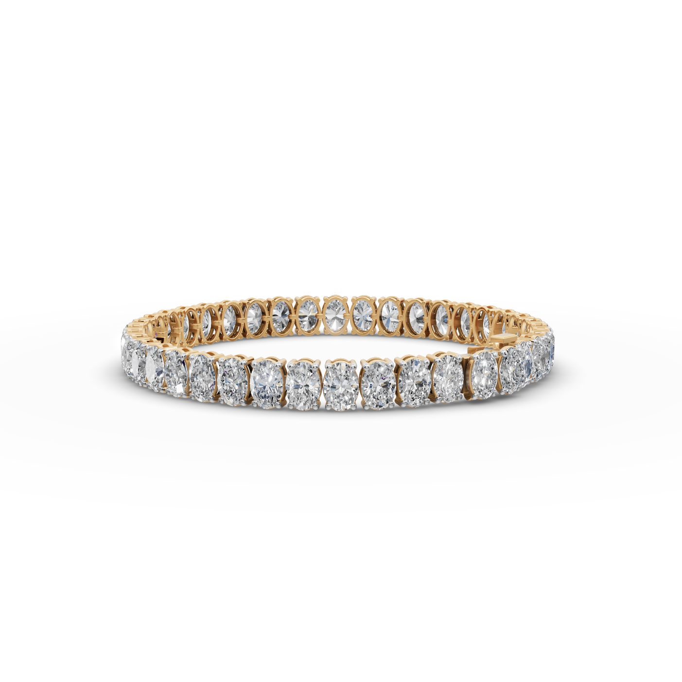 Everlasting Cascade Oval Lab-Grown Diamond Tennis Bracelet in yellow gold