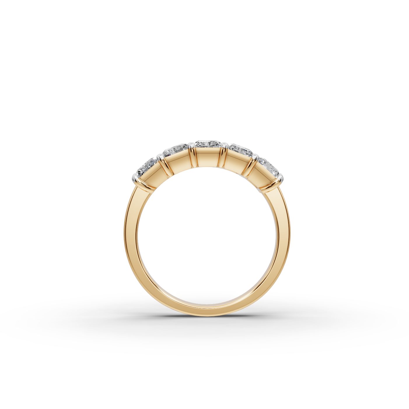 Golden Line Radiant Lab-Grown Diamond Five Stone Ring in yellow gold