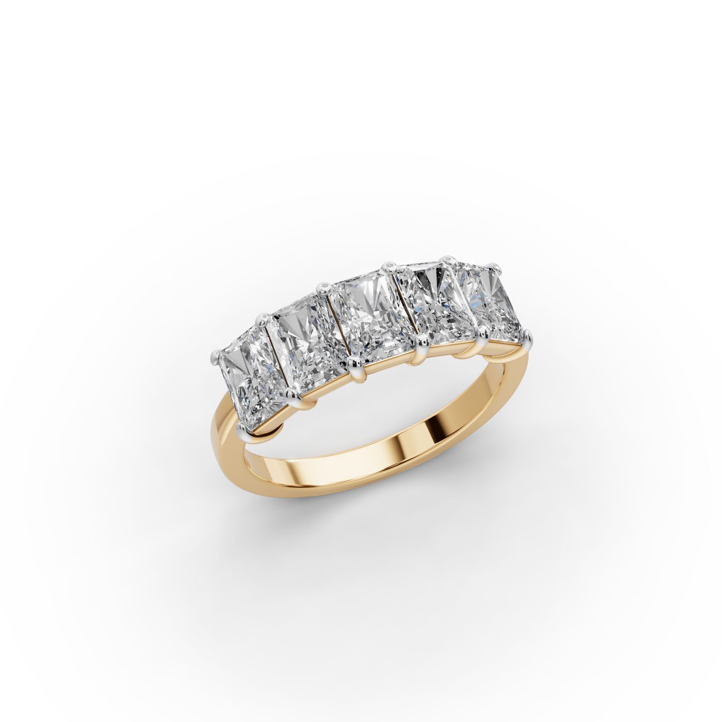 Golden Line Radiant Lab-Grown Diamond Five Stone Ring in yellow gold