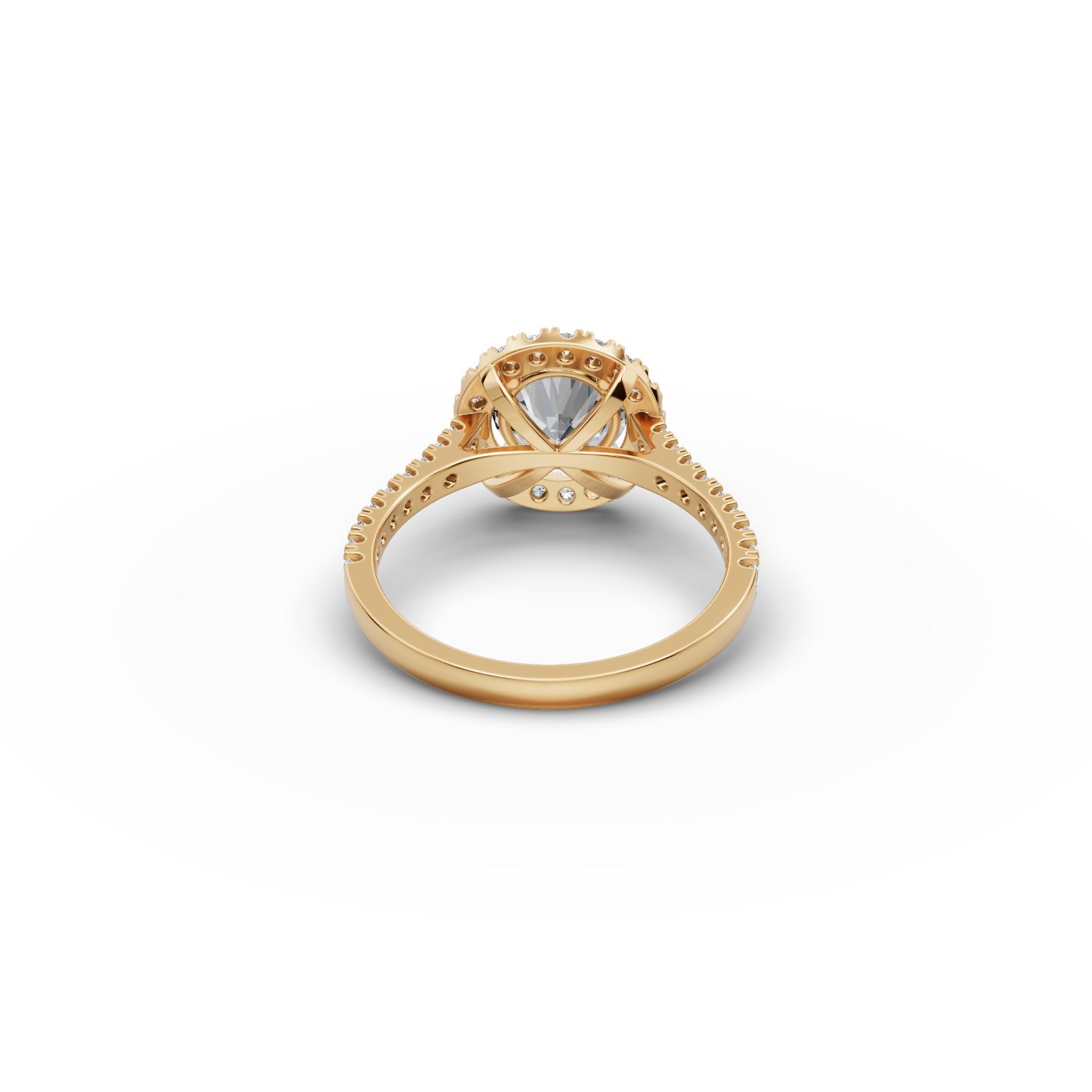 Timeless Cascade Round Lab-Grown Diamond Halo Ring in yellow gold