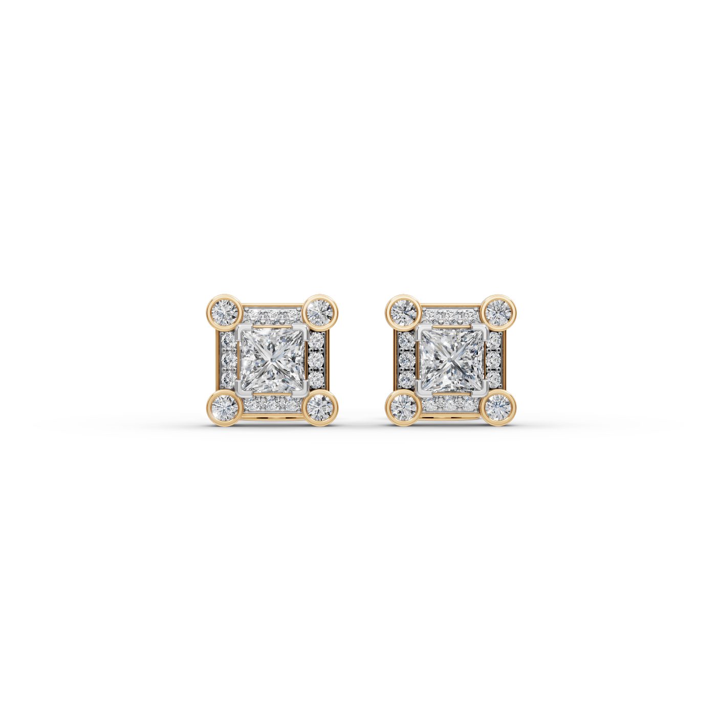 Infinite Muse Princess Lab-Grown Diamond Studs Earring in yellow gold, set with lab-grown diamonds