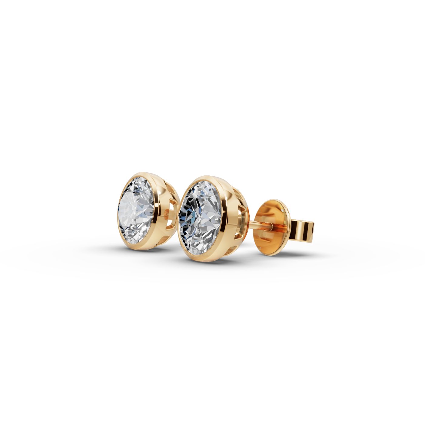 Delicate Ember Round Lab-Grown Diamond Studs Earring in yellow gold, set with lab-grown diamonds