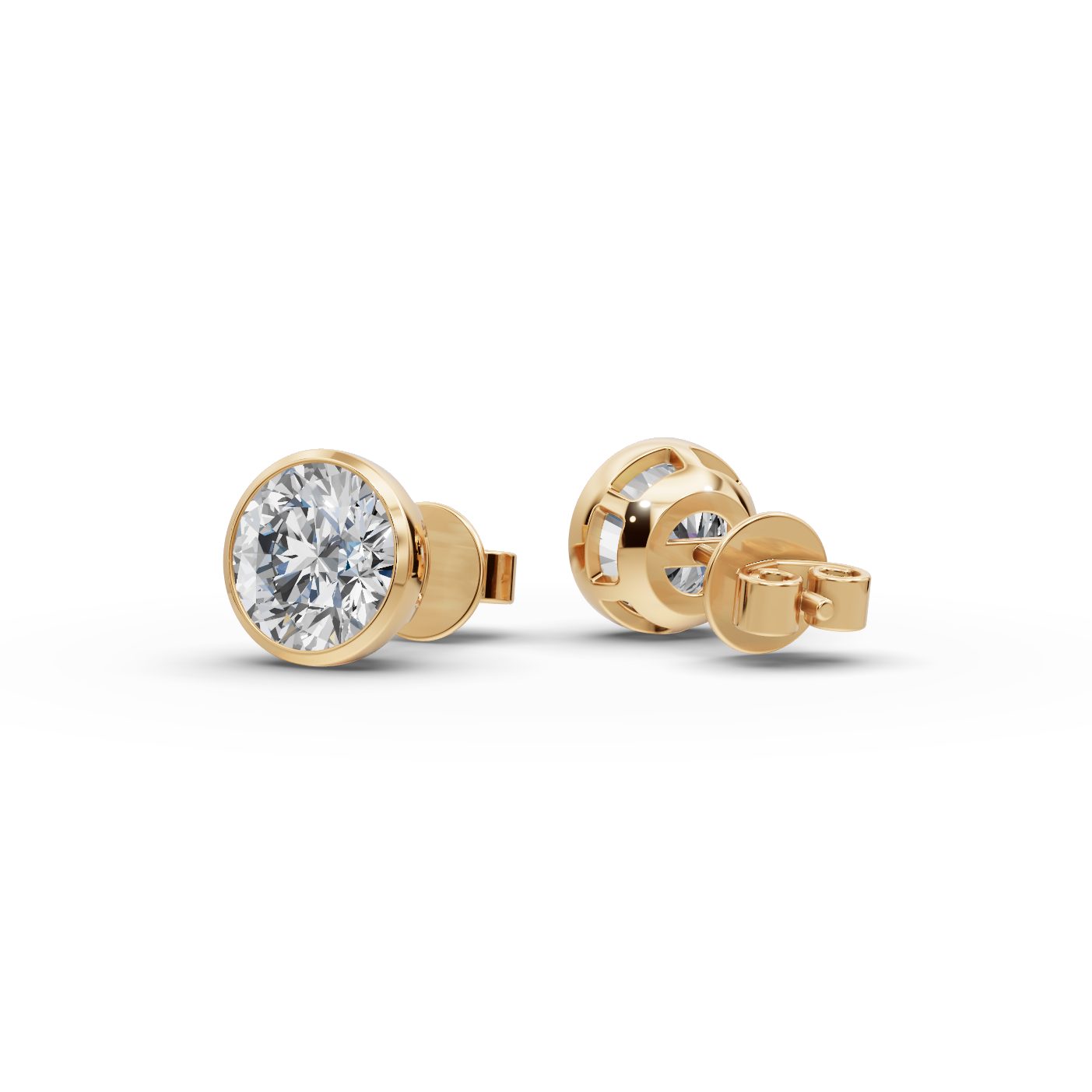 Delicate Ember Round Lab-Grown Diamond Studs Earring in yellow gold
