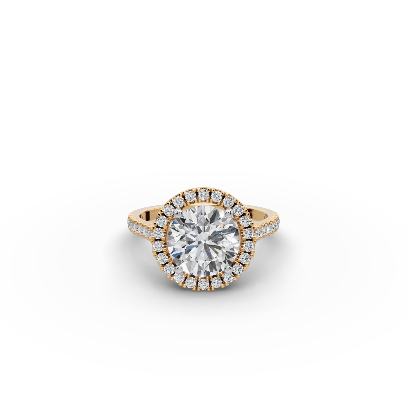 Luminous Promise Round Lab-Grown Diamond Halo Ring in yellow gold, set with lab-grown diamonds