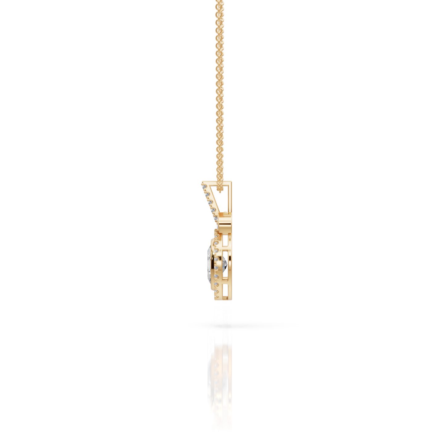 Elegant Bloom Oval Lab-Grown Diamond Halo Pendant in yellow gold