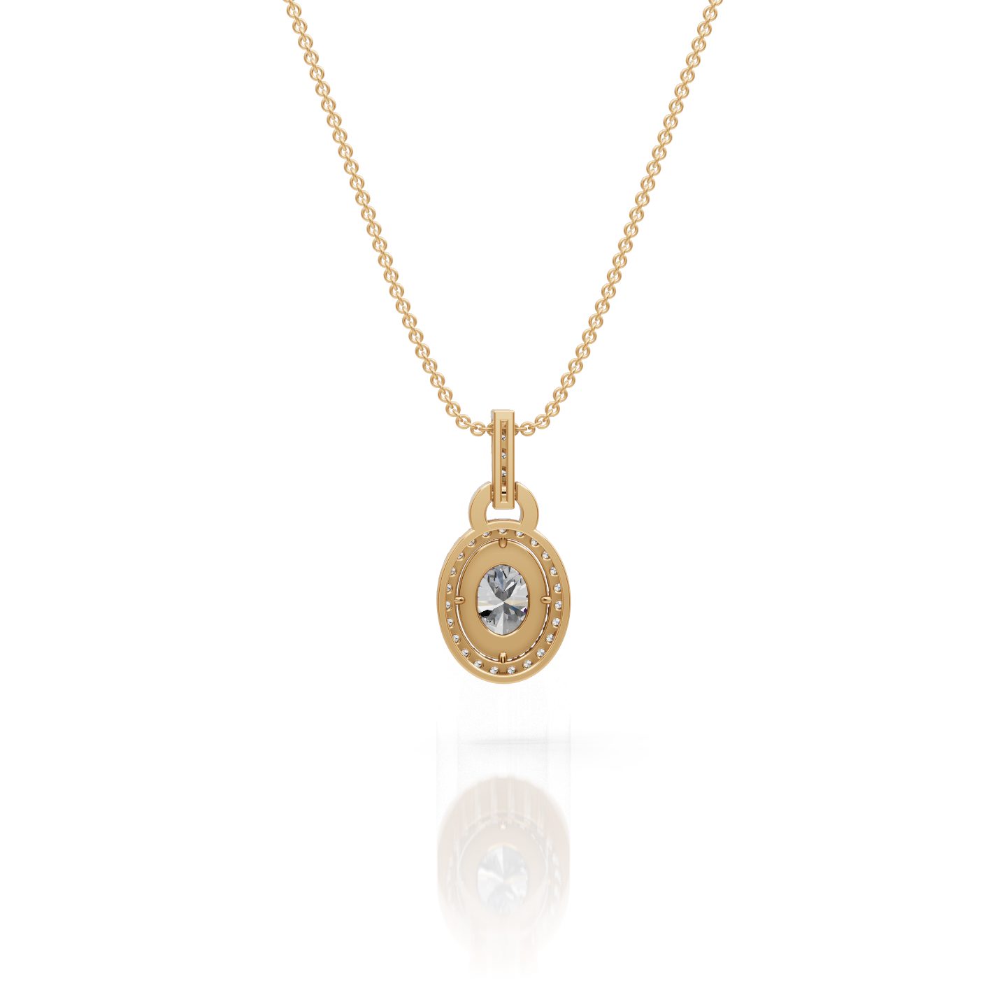 Elegant Bloom Oval Lab-Grown Diamond Halo Pendant in yellow gold